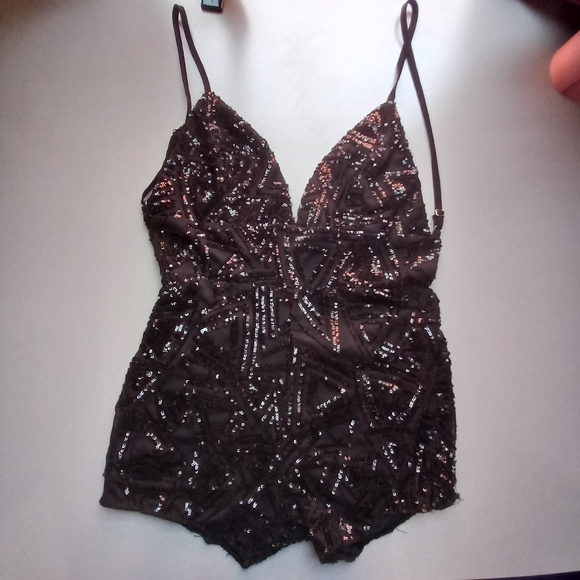 english clientele Pants - Womens pretty black sequin romper no size
